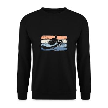 Vintage Retro Kajak Shirt Geschenk - Unisex Pullover - Schwarz - Vorne - Alina (178cm) & Michal (187cm)