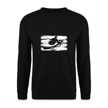 Vintage Retro Kajak Shirt Geschenk - Unisex Pullover - Schwarz - Vorne - Alina (178cm) & Michal (187cm)