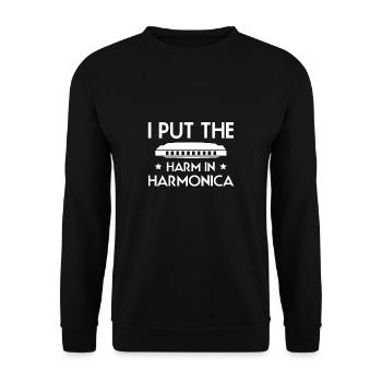 Harmonica Harmonica Slogan Chemise - Sweat-shirt Unisexe - noir - Devant - Alina (178cm) & Michal (187cm)