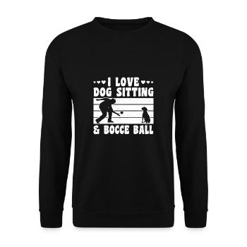J’aime le chien assis et la pétanque Dog Sitter Dog - Sweat-shirt Unisexe - noir - Devant - Alina (178cm) & Michal (187cm)