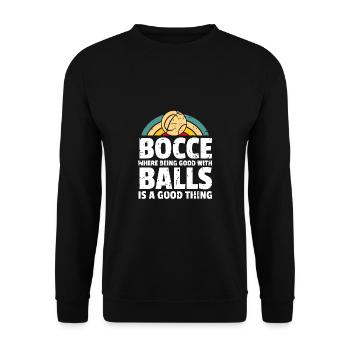 Bocce Shirt Gift Boccia Player - Unisex Sweatshirt - black - Front - Alina (178cm) & Michal (187cm)
