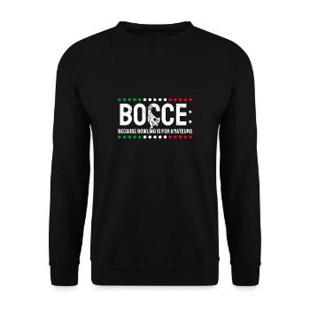 Bocce Ball Spieler Shirt Geschenk - Unisex Pullover - Schwarz - Vorne - Alina (178cm) & Michal (187cm)