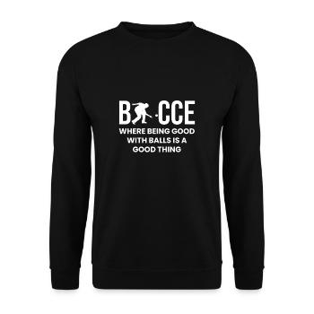 Bocce Shirt Gift Boccia Player - Unisex Sweatshirt - black - Front - Alina (178cm) & Michal (187cm)