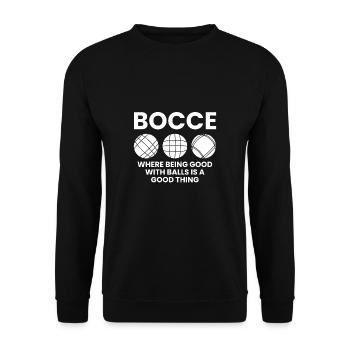 Bocce Shirt Gift Boccia Player - Unisex Sweatshirt - black - Front - Alina (178cm) & Michal (187cm)
