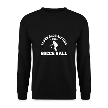 J’aime le chien assis et la pétanque Dog Sitter Dog - Sweat-shirt Unisexe - noir - Devant - Alina (178cm) & Michal (187cm)