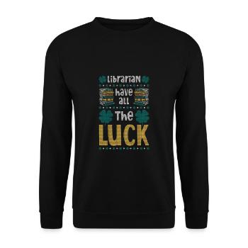 St. Patricks Day Bibliothekarin Bibliothek - Unisex Pullover - Schwarz - Vorne - Alina (178cm) & Michal (187cm)