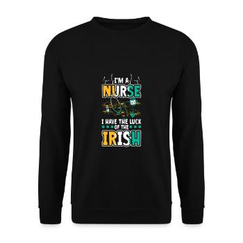 St. Patrick's Day Nurse Nurse - Unisex Sweatshirt - black - Front - Alina (178cm) & Michal (187cm)
