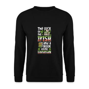 St. Patrick's Day Librarian Library - Unisex Sweatshirt - black - Front - Alina (178cm) & Michal (187cm)