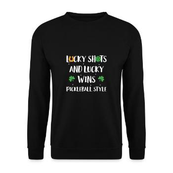 St. Patrick's Day T-Shirt Pickleball Player - Unisex Sweatshirt - black - Front - Alina (178cm) & Michal (187cm)