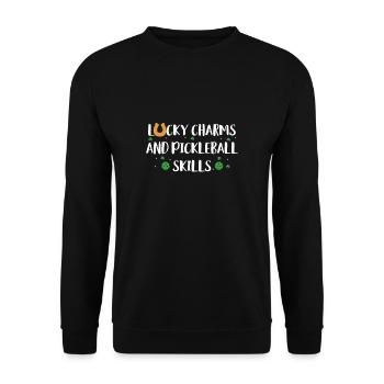 St. Patrick's Day T-Shirt Pickleball Player - Unisex Sweatshirt - black - Front - Alina (178cm) & Michal (187cm)