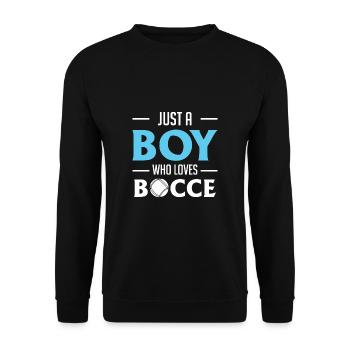 Just A Boy Who Loves Bocce - Unisex Pullover - Schwarz - Vorne - Alina (178cm) & Michal (187cm)