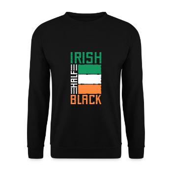 Mi-Irlandais Mi-Chemise Noire Saint-Patrick - Sweat-shirt Unisexe - noir - Devant - Alina (178cm) & Michal (187cm)