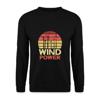 Vintage Retro Wind Power Shirt Gift - Unisex Sweatshirt - black - Front - Alina (178cm) & Michal (187cm)