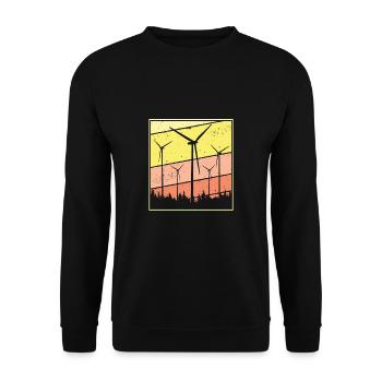 Vintage Retro Pinwheel Wind Energy Shirt Gift - Unisex Sweatshirt - black - Front - Alina (178cm) & Michal (187cm)