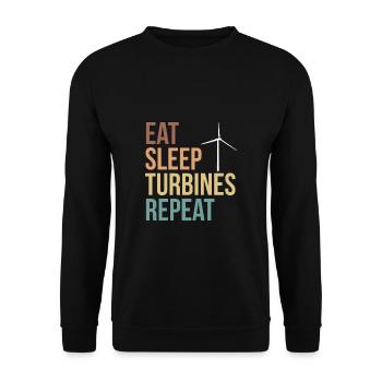 Eat Sleep Turbines Repeat Shirt Geschenk - Unisex Pullover - Schwarz - Vorne - Alina (178cm) & Michal (187cm)