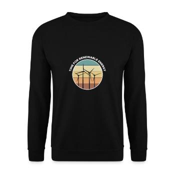 Time For Renewable Energy Shirt Gift - Unisex Sweatshirt - black - Front - Alina (178cm) & Michal (187cm)