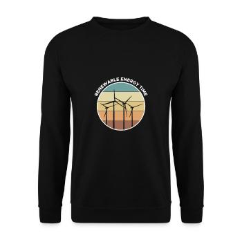 Renewable Energy Time Shirt Gift - Unisex Sweatshirt - black - Front - Alina (178cm) & Michal (187cm)