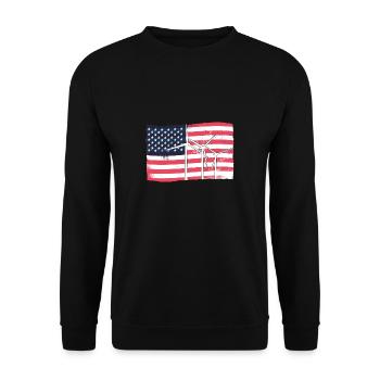 Drapeau des États-Unis Drapeau de l’Amérique Éoliennes - Sweat-shirt Unisexe - noir - Devant - Alina (178cm) & Michal (187cm)