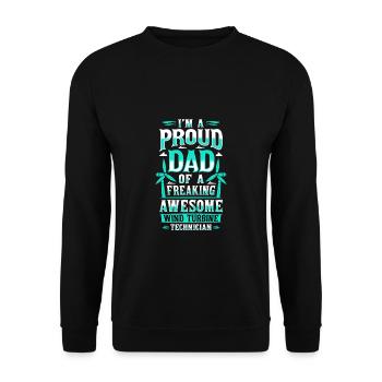 Dans Un père fier d’un technicien d’éolienne - Sweat-shirt Unisexe - noir - Devant - Alina (178cm) & Michal (187cm)