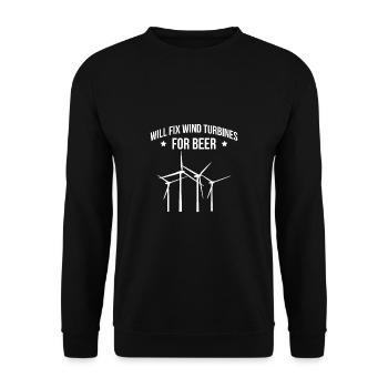 Will Fix Wind Turbines For Beer Shirt - Unisex Pullover - Schwarz - Vorne - Alina (178cm) & Michal (187cm)