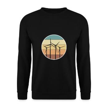 Vintage Retro Windmill Wind Energy Shirt Cadeau - Sweat-shirt Unisexe - noir - Devant - Alina (178cm) & Michal (187cm)