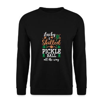 Joueur de pickleball Cadeau de chandail de la Saint-Patrick - Sweat-shirt Unisexe - noir - Devant - Alina (178cm) & Michal (187cm)