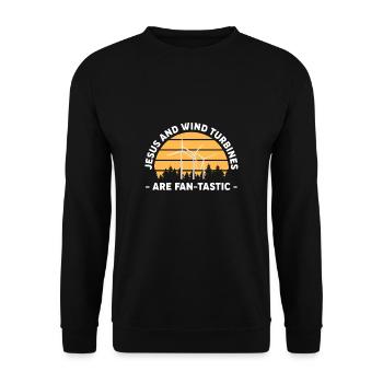 Jésus et les éoliennes sont des ventilateurs - Sweat-shirt Unisexe - noir - Devant - Alina (178cm) & Michal (187cm)