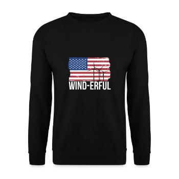 USA Flag Wind-Erful Shirt Gift - Unisex Sweatshirt - black - Front - Alina (178cm) & Michal (187cm)