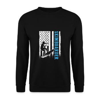 USA Flag America Flag Skimboard Shirt - Sweat-shirt Unisexe - noir - Devant - Alina (178cm) & Michal (187cm)