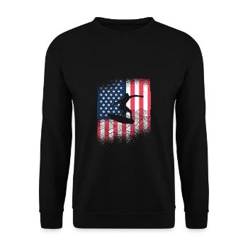 USA Flag America Flag Skimboard Shirt - Unisex Sweatshirt - black - Front - Alina (178cm) & Michal (187cm)