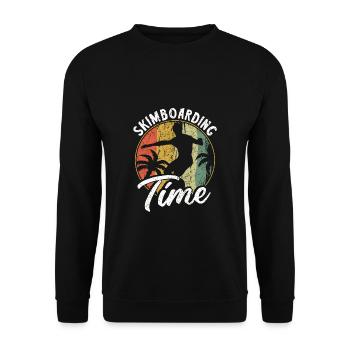 Skimboarding Time Shirt Gift - Unisex Sweatshirt - black - Front - Alina (178cm) & Michal (187cm)