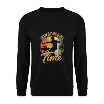 Skimboarding Time Shirt Gift - Unisex Sweatshirt - black - Front - Alina (178cm) & Michal (187cm)