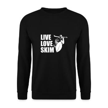 Live Love Skim Shirt Cadeau Skimboarder - Sweat-shirt Unisexe - noir - Devant - Alina (178cm) & Michal (187cm)
