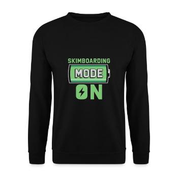 Skimboarding Mode On Shirt Geschenk - Unisex Pullover - Schwarz - Vorne - Alina (178cm) & Michal (187cm)