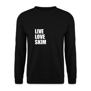 Live Love Skim Shirt Cadeau Skimboarder - Sweat-shirt Unisexe - noir - Devant - Alina (178cm) & Michal (187cm)