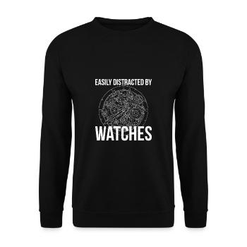 Easily Distracted By Watches - Unisex Pullover - Schwarz - Vorne - Alina (178cm) & Michal (187cm)