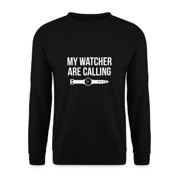 My Watcher Ware Calling - Unisex Pullover - Schwarz - Vorne - Alina (178cm) & Michal (187cm)