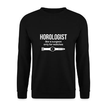Chemise d’horlogerie Cadeau Horloger - Sweat-shirt Unisexe - noir - Devant - Alina (178cm) & Michal (187cm)