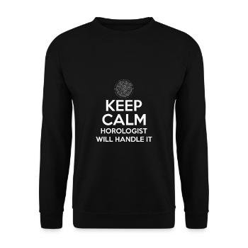 Keep Calm Horologist Will Handle It - Unisex Sweatshirt - black - Front - Alina (178cm) & Michal (187cm)