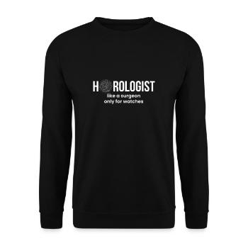 Chemise d’horlogerie Cadeau Horloger - Sweat-shirt Unisexe - noir - Devant - Alina (178cm) & Michal (187cm)