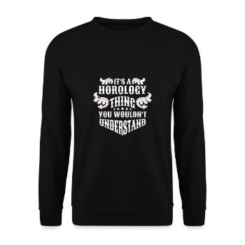 Chemise d’horlogerie Cadeau Horloger - Sweat-shirt Unisexe - noir - Devant - Alina (178cm) & Michal (187cm)