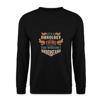 Chemise d’horlogerie Cadeau Horloger - Sweat-shirt Unisexe - noir - Devant - Alina (178cm) & Michal (187cm)
