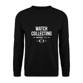 Watch Collector Mode On Shirt Geschenk - Unisex Pullover - Schwarz - Vorne - Alina (178cm) & Michal (187cm)