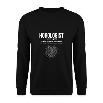 Chemise d’horlogerie Cadeau Horloger - Sweat-shirt Unisexe - noir - Devant - Alina (178cm) & Michal (187cm)