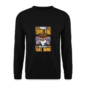 Prince Turns Into King Our Hearts Wing Shirt - Unisex Sweatshirt - black - Front - Alina (178cm) & Michal (187cm)