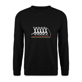 Vintage Retro Stabhochsprung Shirt Geschenk - Unisex Pullover - Schwarz - Vorne - Alina (178cm) & Michal (187cm)