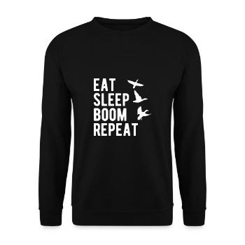 Eat Slee Boom Repeat Duck Hunting Enten Jagd - Unisex Sweatshirt - black - Front - Alina (178cm) & Michal (187cm)