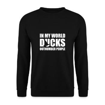 Dans mon monde Cadeau de chemise de chasse aux canards - Sweat-shirt Unisexe - noir - Devant - Alina (178cm) & Michal (187cm)