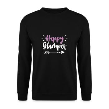 Happy Glamper Shirt Cadeau Glamping Camping - Sweat-shirt Unisexe - noir - Devant - Alina (178cm) & Michal (187cm)