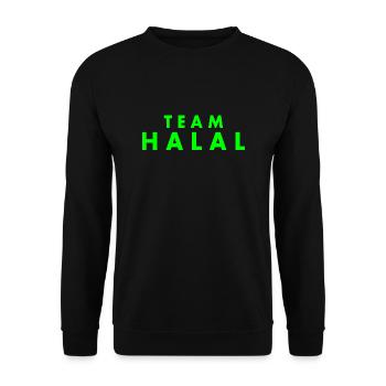 Team halal - Unisex Pullover - Schwarz - Vorne - Alina (178cm) & Michal (187cm)